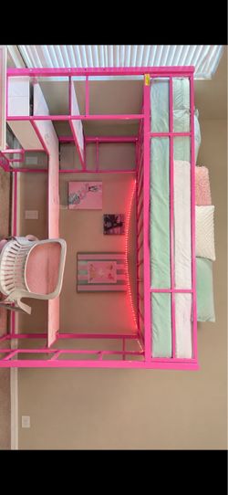 Twin bed with desk