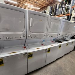GE Stackable Washer And Dryer Gas White New