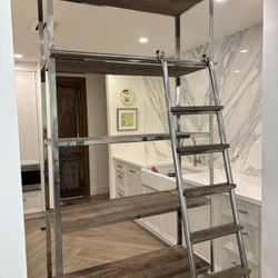 Bookcase wood and chrome