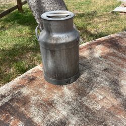 European Antique Milk Can  -  Imprinted with ‘A. Calache’ .  10” Diameter x 18-1/2”H