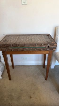Vintage wood backgammon, chess, game table
