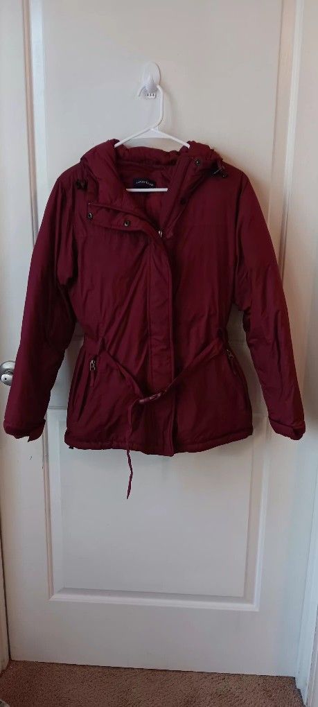 LANDS END Women's Down, Cranberry Color Puffer Coat