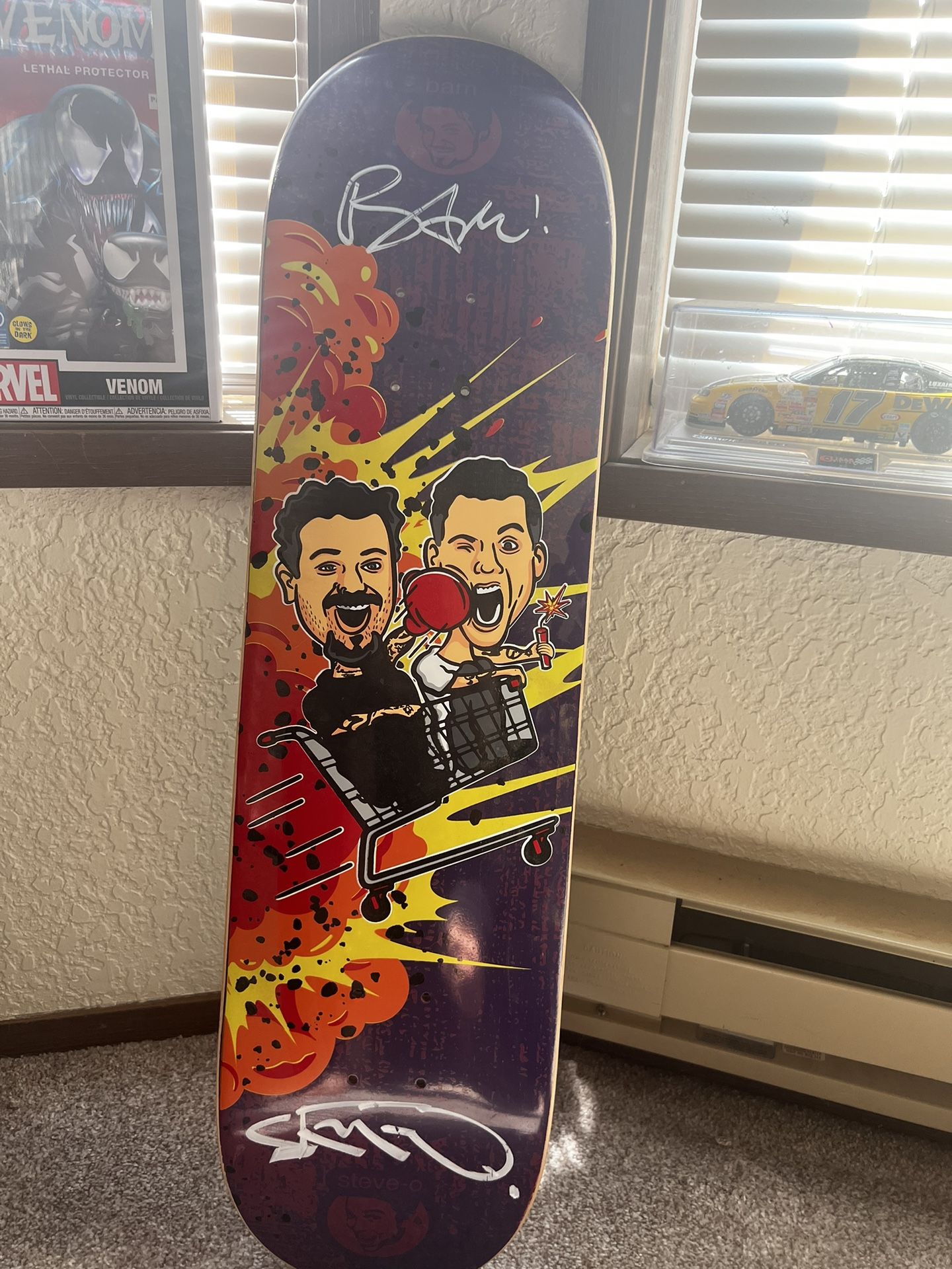 Steve O Bam Margera autographed Skate Deck