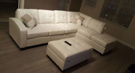 New white bonded leather sofa sectional