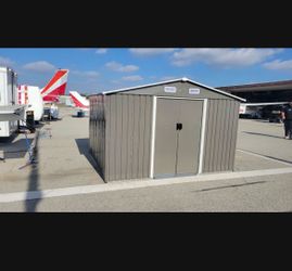 (New in box need assemble) 8' L × 10' W×6! H galvanized steel Metal Storage Shed Outdoor Garden Backyard 8'x10' Storage.