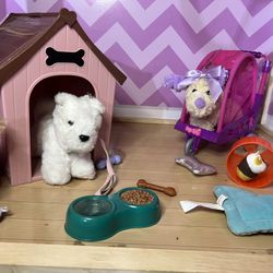 American Doll Size Pets With Accessories 