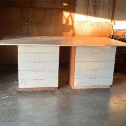 Crafting Table/Upholstery Table With Two 5 Drawer Cabinets