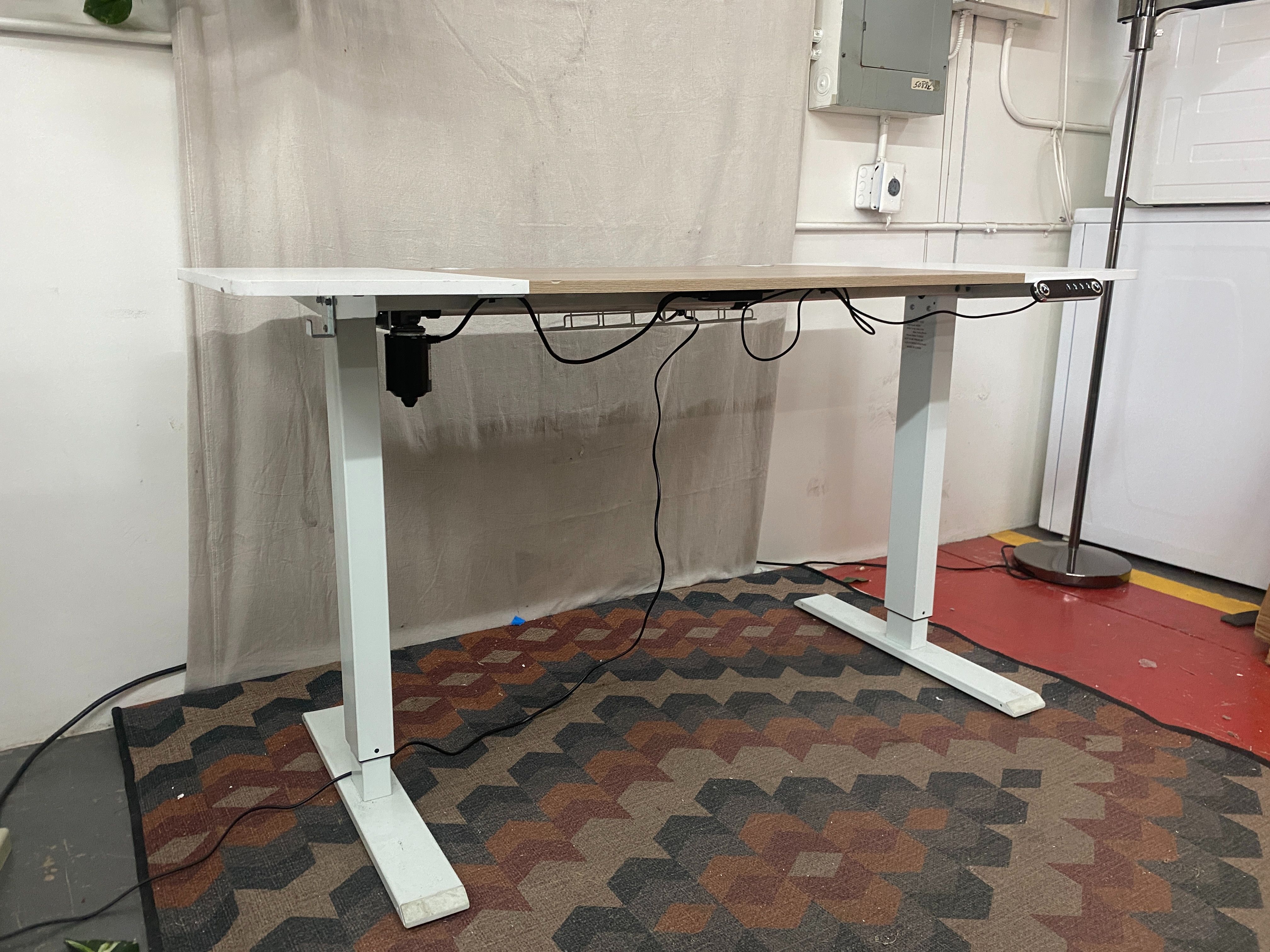 White Electric Standing Desk w/ Wood