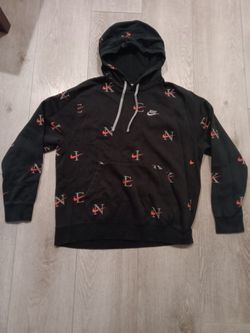 Vintage Nike Spell out Aop Sweater Hoodie Black Large Mens Adult 