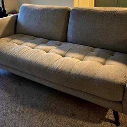 Gray Mid Century Modern Tufted Sofa