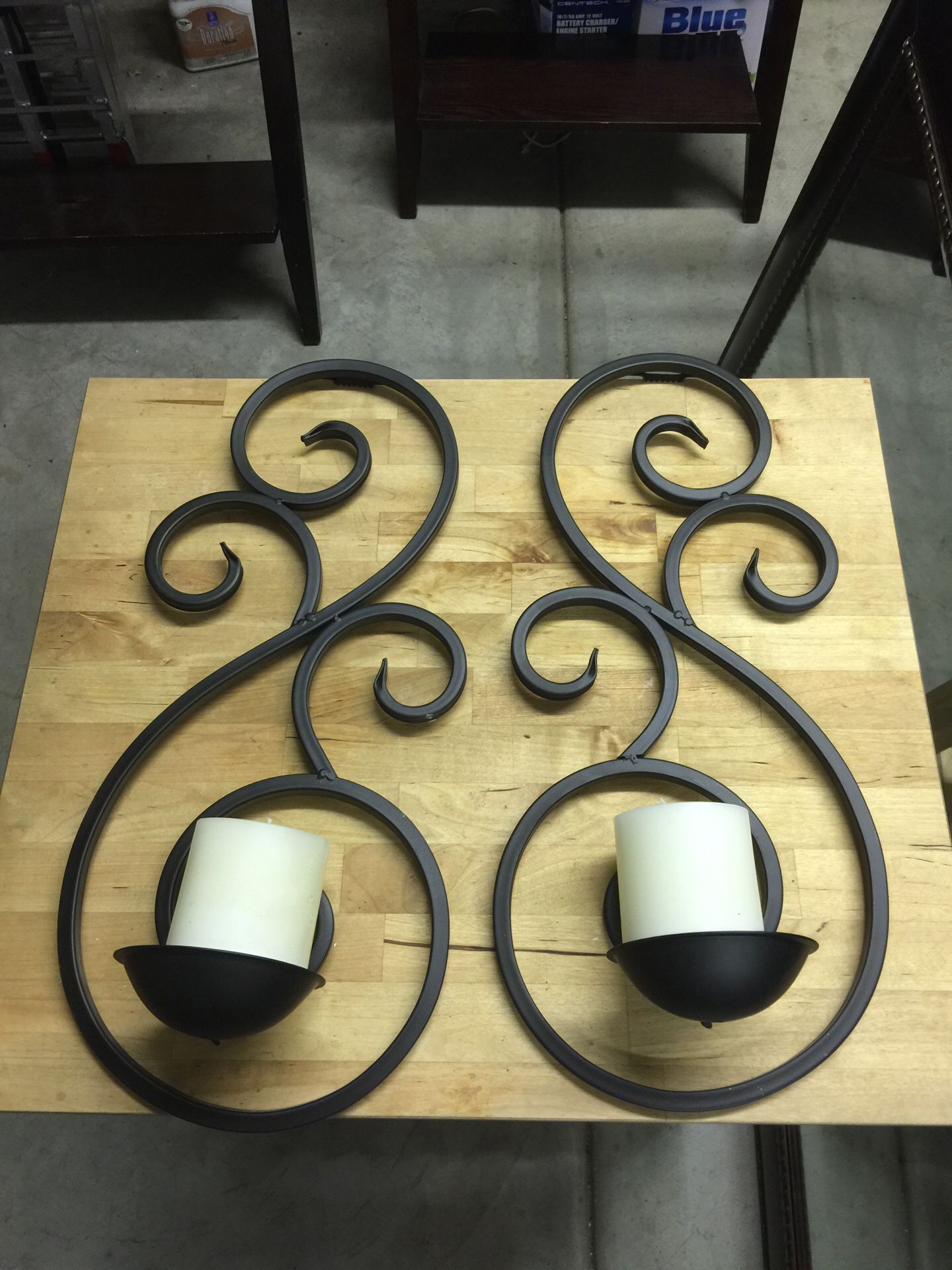 Pair of beautiful decorative wall mount candle holders with candles