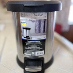 Mainstays 1.3 Gallon Round Trash Can Stainless Steel Bathroom Step Trash Can with Lid