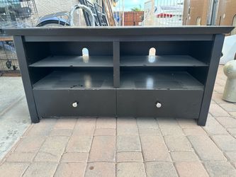Black Wood with Glass TV Stand with Drawers