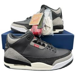 Air Jodan 3 Levi’s Black Denim size 8.5 Men New