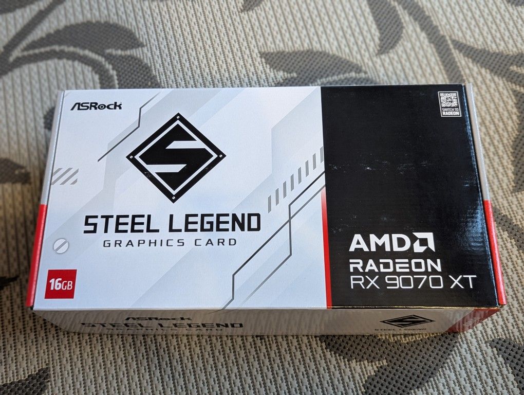 ASRock AMD Radeon RX 9070 XT Steel Legend Overclocked Triple Fan 16GB GDDR6 PCIe 4.0 Graphics Card