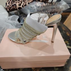 Silver Rhinestone Heels New Size 81/2 