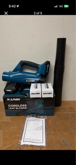New WOLFMEN 20V Cordless Leaf Blower - 2 Batteries & Charger