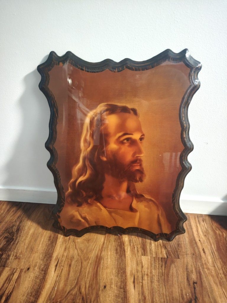 🖼️ Vintage Jesus Christ Portrait – Unique Ornate Frame – $147.99 OBO