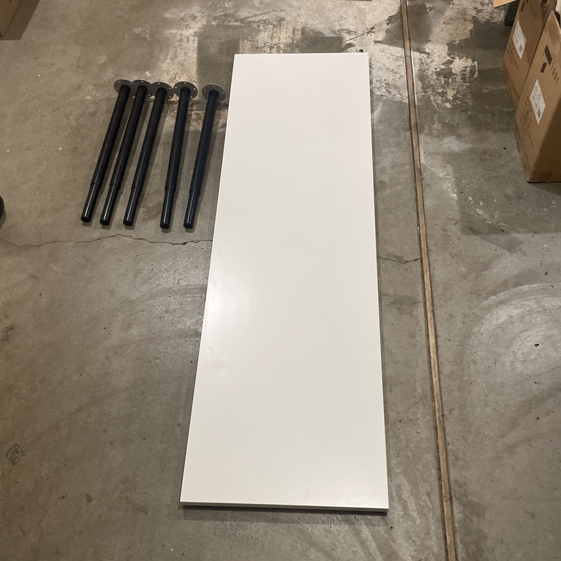 White IKEA Desk with Black Adjustable Legs