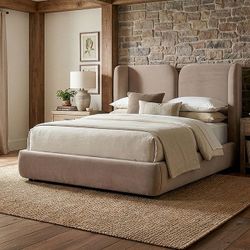 TEAK BROWN PLATFORM BED  (F71010)  FULL $$799 QUEEN $849 E KING $999 DELIVER AVAILABLE