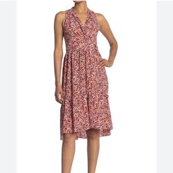 Brand New Woman’s London Times brand Orange Sleeveless Wrap Midi Dress Up For Sale 