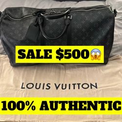 Authentic Louis Vuitton Black Keepall Duffel Bag 
