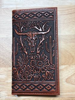 NOCONA NEW Rodeo Wallet Cactus Steer Flower Checkbook