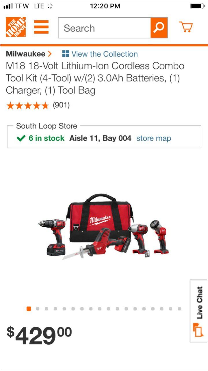 Milwaukee 4 piece tool set asking $260
