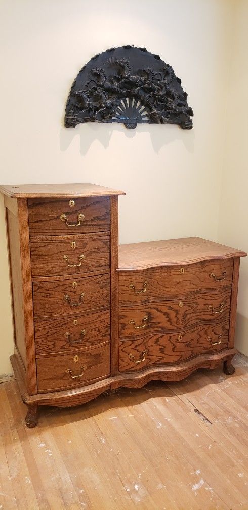 Dresser Solid Wood 53" X 21" X 46" Height In Great Clean Condition. Very Clean Inside The Drawers.
