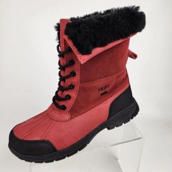 UGG BUTTE SAMBA RED / BLACK LEATHER WATERPROOF WOMEN'S BOOTS SIZE US 8.5 NEW