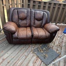 Sofa Reclining Brown Leather 