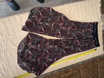 Women’s One Size Paisley Lounge Pants Black Multicolor 95% Cotton 5% Spandex Boho