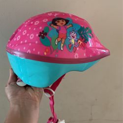 Dora the explorer girls bike helmet boots the monkey flowers leaves pink blue green yellow purple pink red brown