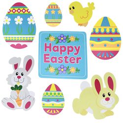 8 Pieces Easter Yard Signs Decorations Outdoor Bunny, Chick and Eggs