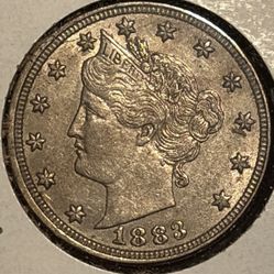UNCIRCULATED 1883 LIBERTY V NICKEL W/DIE ROTATION!!LOOK!