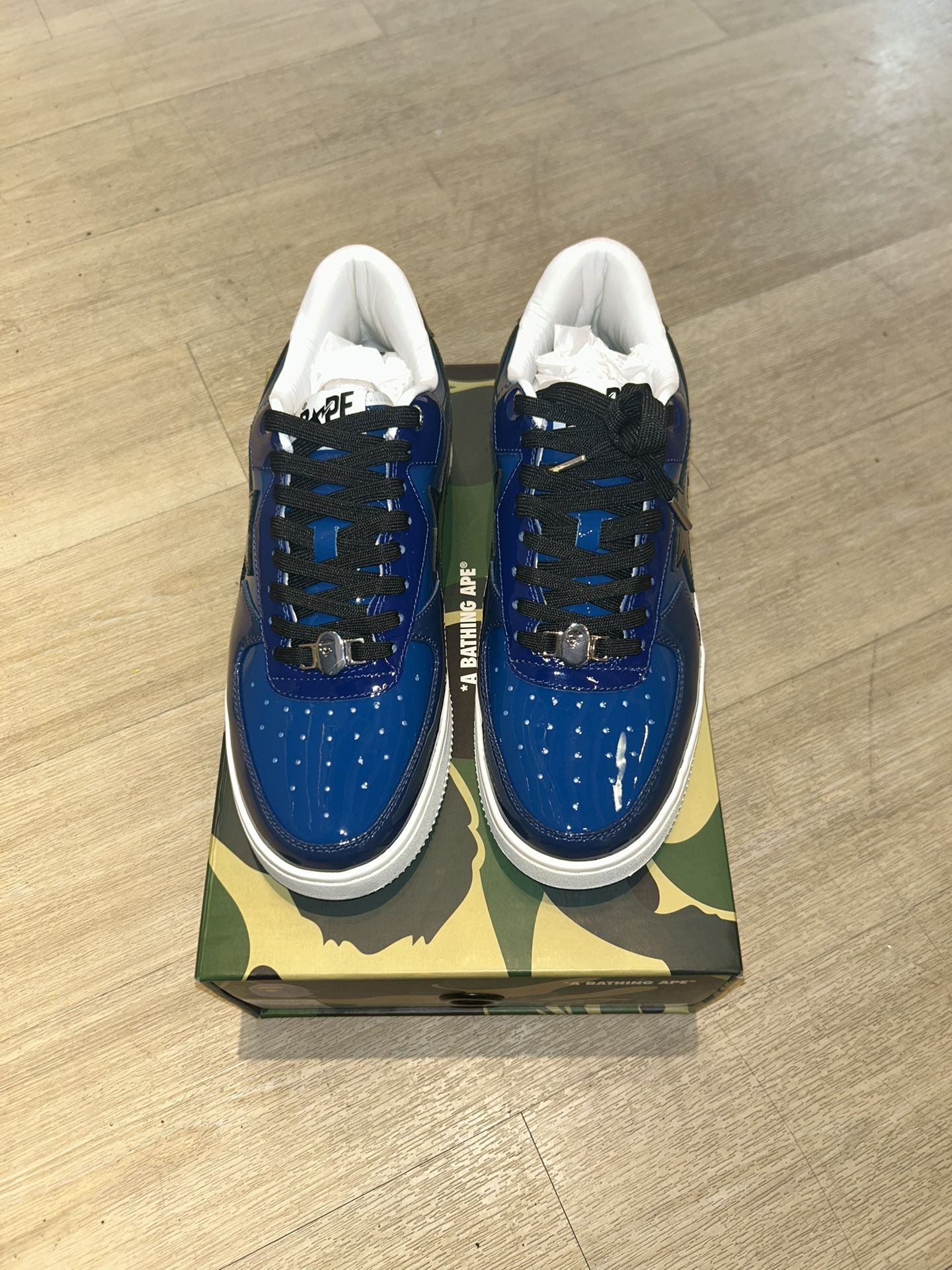 Bathing Ape Bape Sta Low Navy Blue Patent Size: 10 New