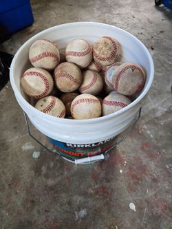 Bucket of baseballs