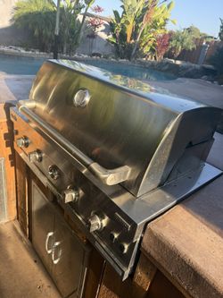 Five burner stainless barbecue