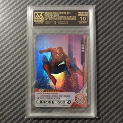 Spider Man foil 1st edition card Disney Marvel Hero GRADED GEM MINT 10 POP 1