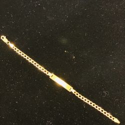 14K Real Gold Baby ID Cuban Bracelet 6” Length