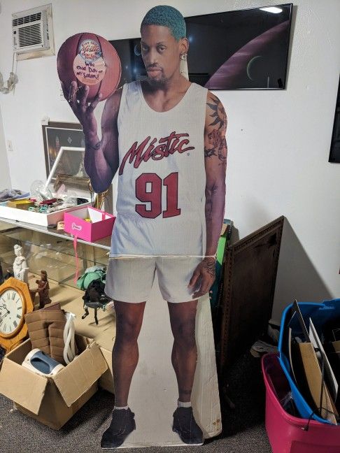Vintage Dennis Rodman Mistic Juice Basketball Prime green hair Cutout Life Size
