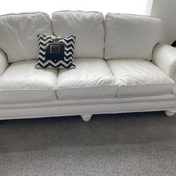 Genuine Leather Couch With Nailhead Trim-7”L