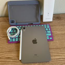 iPad Mini 6th Generation 64Gb Purple Zagg Keyboard Pen Case and Charger 