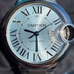 Cartier Ballon Bleu 33mm 4373 WSBB0062 Blue Roman dial Box and Appraisal Papers