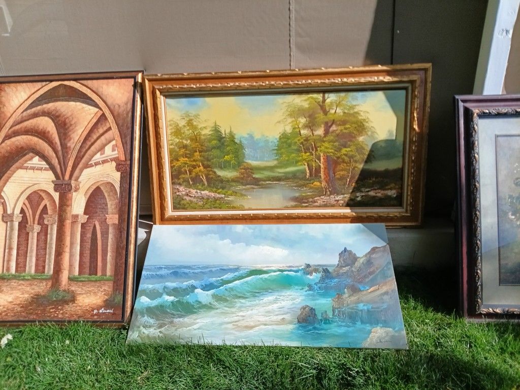 Beautiful Nature Landscape Painting Trees 56" X 32"