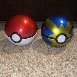 Pokemon Pokeball Ball Tins EMPTY Prop Cosplay. Has some dents/scratches 