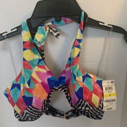 Bar III Feather daze halter top bikini size medium multiple colors