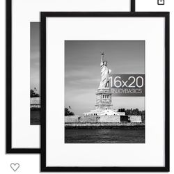 ENJOYBASICS 16×20 Picture Frame, Display Poster 11×14 with Mat or 16 × 20 Without Mat, Wall Gallery Photo Frames, Black, 2 Pack  Shipping and Local Pi