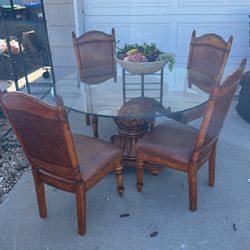 Solid Wood And Glass Dining Table