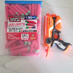 Single Shot Nerf Gun + 200 Darts 